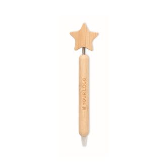 Stylo en bambou avec motif étoile et encre bleue