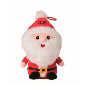Peluche Père Noël en polyester, brodée d’un nœud pour l’accrocher