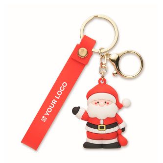 Porte-clés en plastique avec figurine de Père Noël et anneau