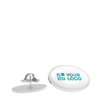 Pin's métallique ovale avec finition bombée et fermeture sécurisée