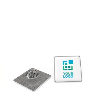 Pin's métallique carré avec finition bombée et fermeture sécurisée