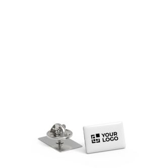 Petit pin's métallique rectangulaire et brillant, fermoir papillon