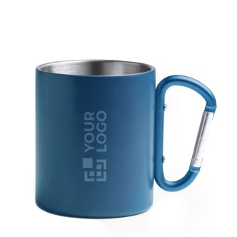 Tasse en acier recyclé 304 à double paroi avec anse mousqueton 300ml