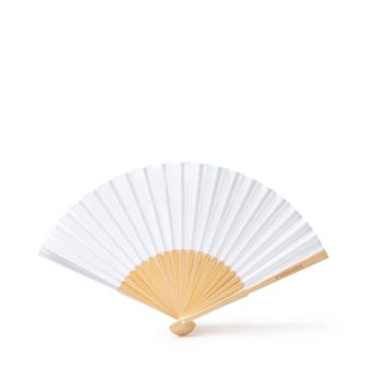 Éventail avec tiges en bambou et tissu en polyester en couleurs