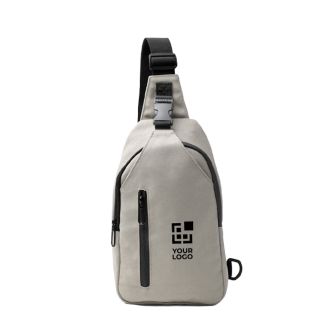 Sac bandoulière en coton recyclé avec fermetures éclair et sangle