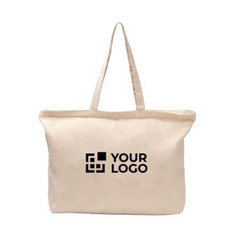 Sac en coton avec fermeture éclair et soufflet 230 g/m²