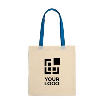 Sac en coton 100 % avec anses longues colorées 140 g/m²