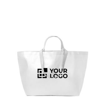 Sac réutilisable à soufflet avec anses renforcées en plastique tissé