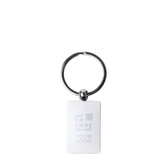 Porte-clés métallique rotatif, finition mate et surface de marquage