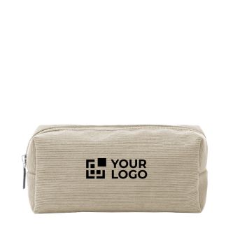 Trousse en velours côtelé avec fermeture éclair et doublure intérieure