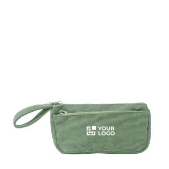 Trousse en velours côtelé à double compartiment avec fermeture éclair