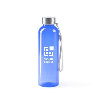 Gourde en RPET avec corps translucide et sangle de transport 600ml