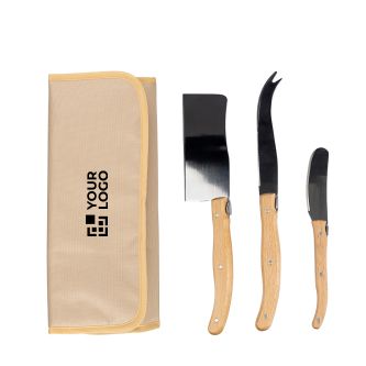 Jeu de couteaux pour fromage ou charcuterie dans sac velcro