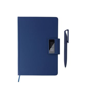 Carnet en PU recyclé avec feuilles lignées A5 et stylo encre bleue