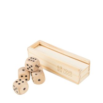 Jeu de dés en bois de hêtre dans une boîte à couvercle coulissant