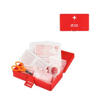 Trousse de secours en plastique avec fermeture à clip et 15 pièces