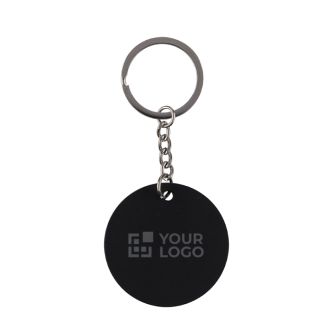 Porte-clés rond en acier inoxydable recyclé et caoutchouc