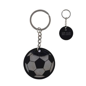 Porte-clés avec motif ballon en acier inoxydable et caoutchouc