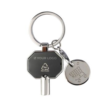 Porte-clés en zinc recyclé avec purgeur de radiateur et jeton