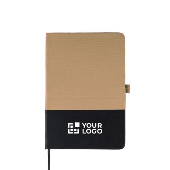 Carnet A5 en RPET avec détail en PU en bas, pages lignées