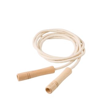 Corde à sauter en coton et polyester avec poignées en bois FSC