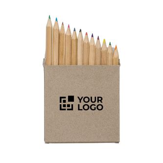 Set de crayons en bois FSC en boîte en carton avec 12 couleurs