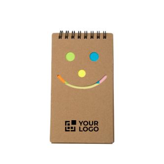 Bloc-notes en carton FSC avec notes adhésives et pages lignées