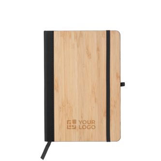 Carnet A5 en bambou et PU avec fermeture élastique, pages lignées