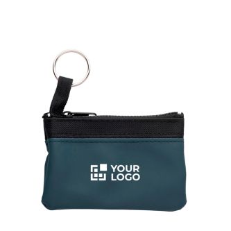 Porte-monnaie simple en nylon fermeture éclair noire et porte-clés