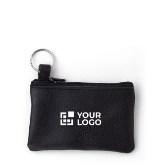 Porte-monnaie en cuir avec fermeture éclair et porte-clés