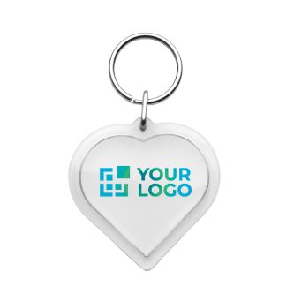 Porte-clés en plastique avec anneau métallique en forme de cœur