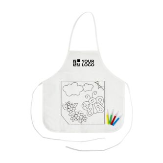 Tablier pour enfants avec 4 feutres à colorier 80 g/m²