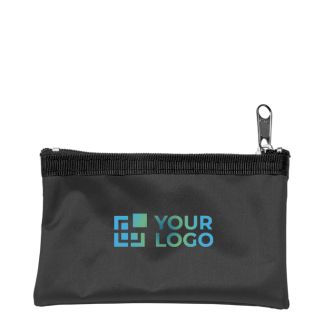 Porte-monnaie compact et léger en nylon avec fermeture éclair noire