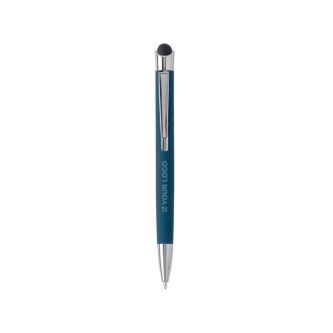 Stylo tactile en aluminium, en étui métallique, encre bleue