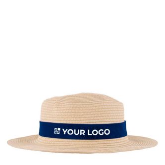 Chapeau en papier couleur naturelle avec ruban coloré à personnaliser