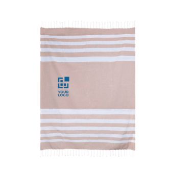 Paréo grand format en coton recyclé avec franges blanches 145 g/m2