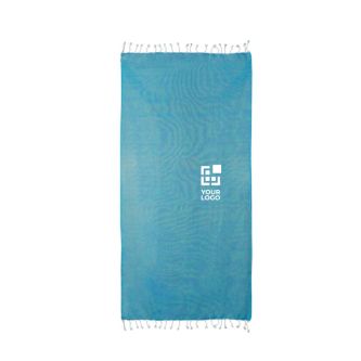 Paréo en coton et polyester monochrome avec franges blanches 170 g/m2