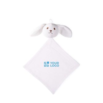 Doudou pour bébé en doux coton avec une tête de lapin