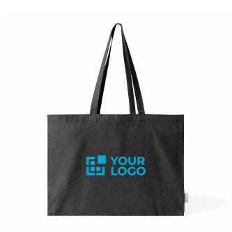 Grand sac en coton recyclé avec soufflet et longues anses 220 g/m²