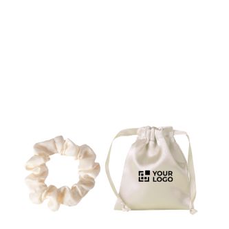 Set de deux chouchous avec pochette en polyester brillant