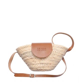 Petit panier en palmier avec longues anses, fabriqué dans l'UE
