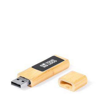 USB en bambou avec fermeture magnétique et zone de marquage lumineuse