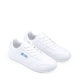 Chaussures blanches en polyester avec lacets assortis 