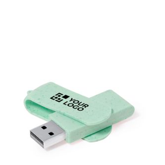 USB en paille de blé de différentes couleurs avec clip pivotant