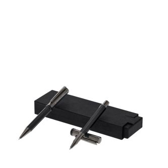 Élégant ensemble stylo bille rotatif et roller capuchon, encre bleue