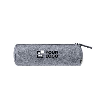 Trousse cylindrique en feutre RPET avec fermeture éclair
