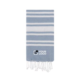 Paréo fin en coton et polyester à rayures avec franges 150 g/m²