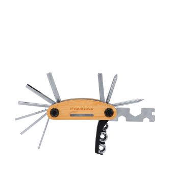 Outil multifonction en acier inoxydable et bambou avec 15 fonctions