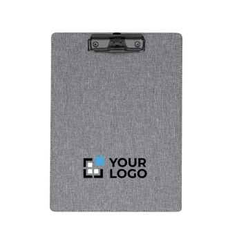 Porte-bloc en polyester RPET avec pince et porte-stylo A4