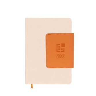 Carnet avec rabat en PU recyclé et porte-cartes A5, pages lignées